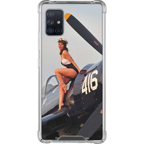 1940s Navy Pin-Up Girl On Corsair Fighter Plane Galaxy A51 5G Clear Case